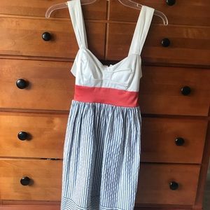 Belk Dress with coral ribbon.